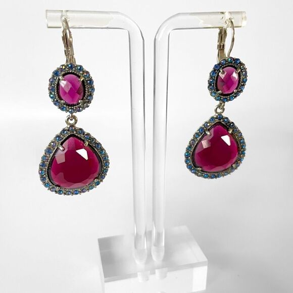 Vintage Faceted Glass Rhinestone Drop Earrings - Picture 1 of 4